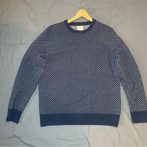 J.Crew Men’s Rugged Merino Birdseye Sweater M Blue Wool Blend Crewneck Preppy